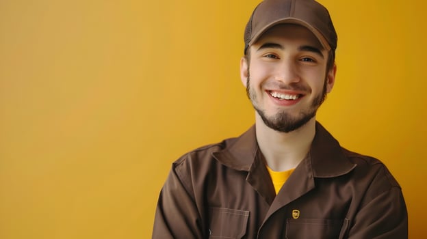 Dedicated UPS Drivers Genuine Smile Reflects Career Fulfillment in Photo Portrait