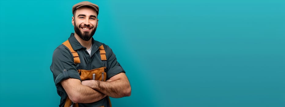 Joyful Young Locksmith Demonstrating Expertise in Photo Portrait