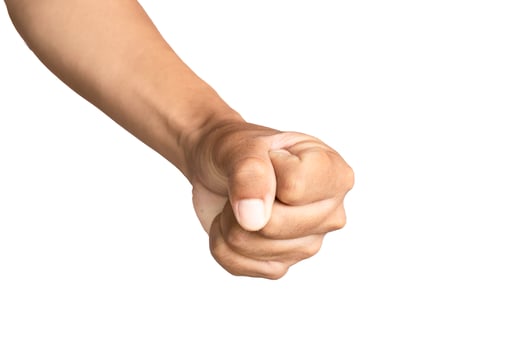 Man's hands making gestures isolated white background photo