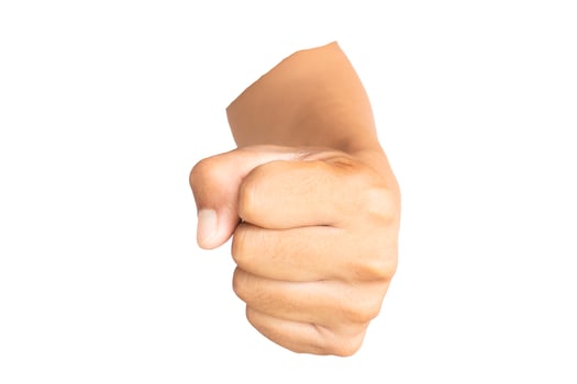 Man's hands making gestures isolated white background photo