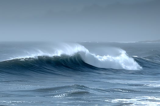 Powerful Ocean Wave Crashing in Misty Morning Light - Nature, Seascape, Coastal Beauty photo