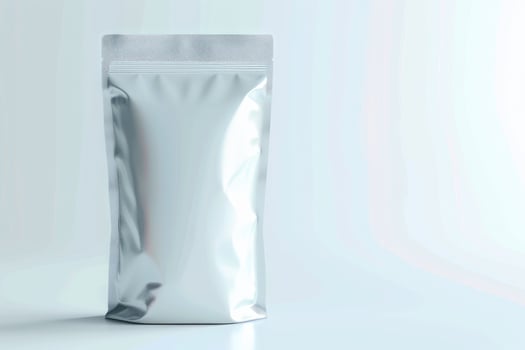 Coffee bag on a background in the style of aluminum, suggesting versatility photo