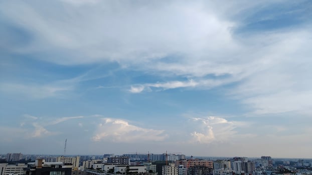 Amazing view of a cityscape with blue Sky photo