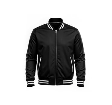 A Bomber Black Jacket With White Stripe to Mockup Design photo