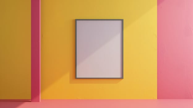 A simple frame on yellow and pink colors, minimalistic style. photo