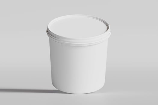 Biscuit packaging container white color on gray background 3D illustration photo