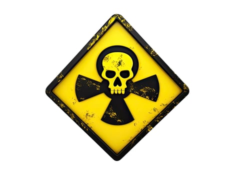 Danger Sign With Skull, Isolated on White photo