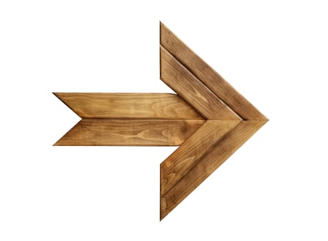 Wooden Arrow Sign, Isolated on White photo