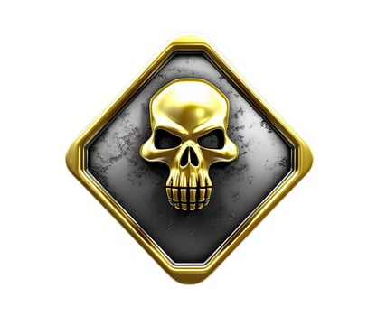 Sign with Skull, Isolated on White photo
