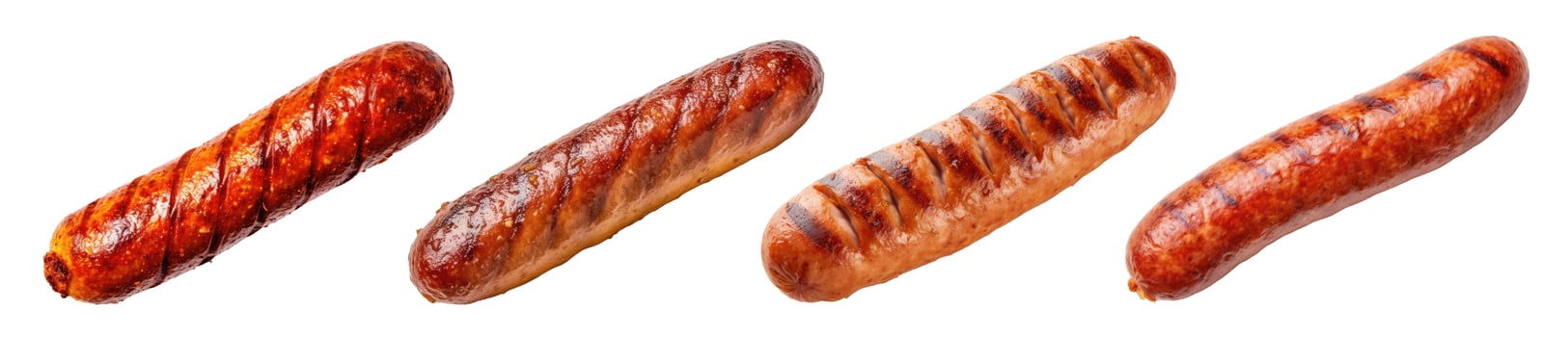 Fried Sausages, Isolated on White photo