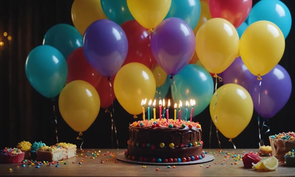 cinematic still birthday party balloons photo