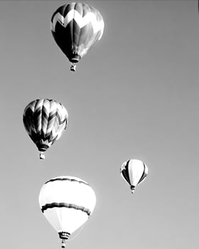 Black and white hot air balloons background photo
