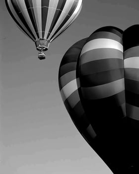 Black and white hot air balloons background photo