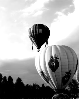 Black and white hot air balloons background photo