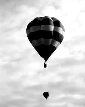 Black and white hot air balloons background photo