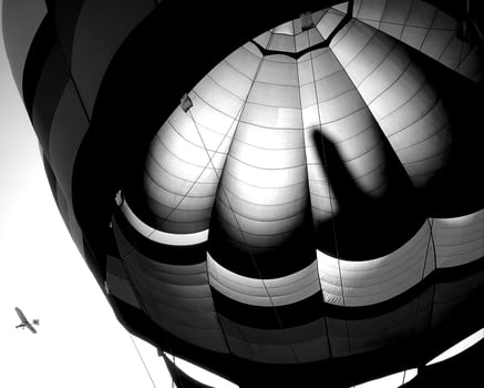 Black and white hot air balloons background photo