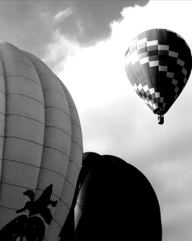 Black and white hot air balloons background photo