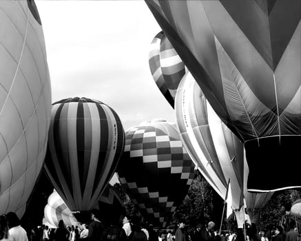 Black and white hot air balloons background photo