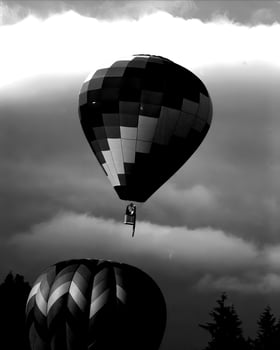 Black and white hot air balloons background photo