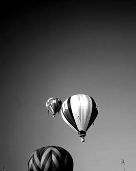 Black and white hot air balloons background photo