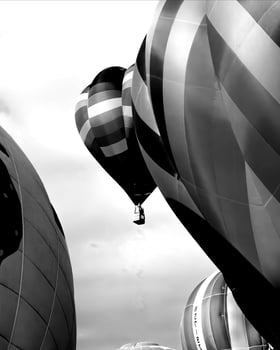 Black and white hot air balloons background photo