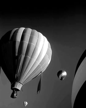 Black and white hot air balloons background photo
