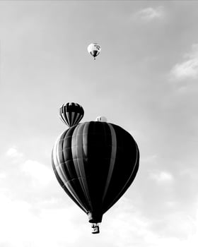 Black and white hot air balloons background photo
