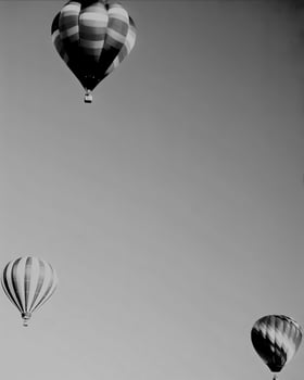 Black and white hot air balloons background photo