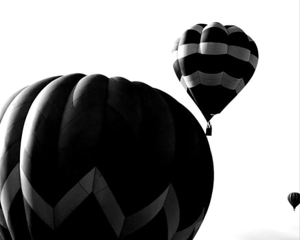 Black and white hot air balloons background photo