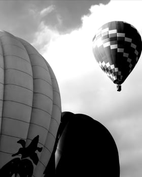 Black and white hot air balloons background photo