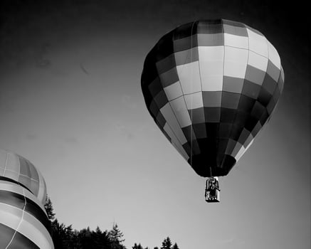 Black and white hot air balloons background photo