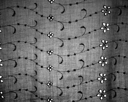 Abstract fabrics black and white background. Textile decoration close view photo
