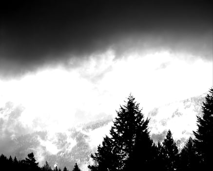 Sunset or sunrise sky black and white monochrome background photo