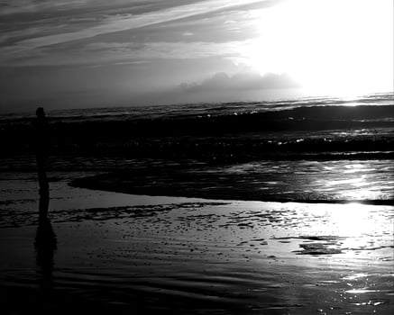 Sunset or sunrise sky black and white background photo