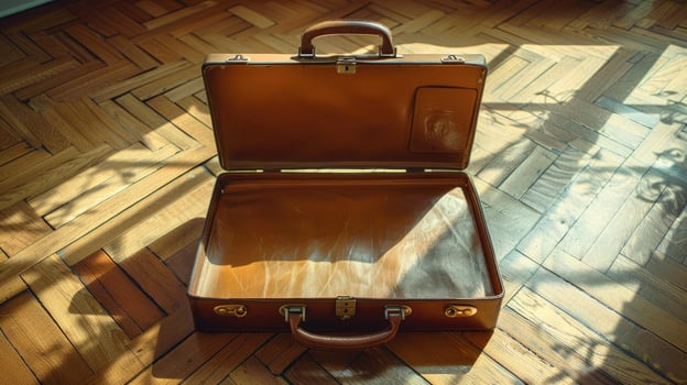 Forgotten Journey The Open Brown Leather Suitcase photo