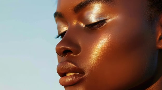 Glowing Beauty Soft Sunlit Closeup of Detailed Features photo