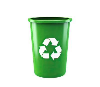 Green Recycling Bin, Isolated on White photo