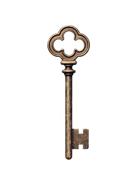Vintage Key, Isolated on White photo