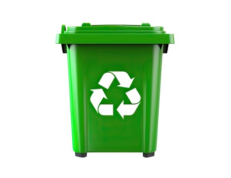 Green Recycling Bin, Isolated on White photo