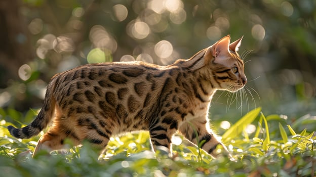 Playful Bengal cat, dynamic, athletic photo