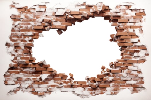 Hole in Brown Brick Wall photo