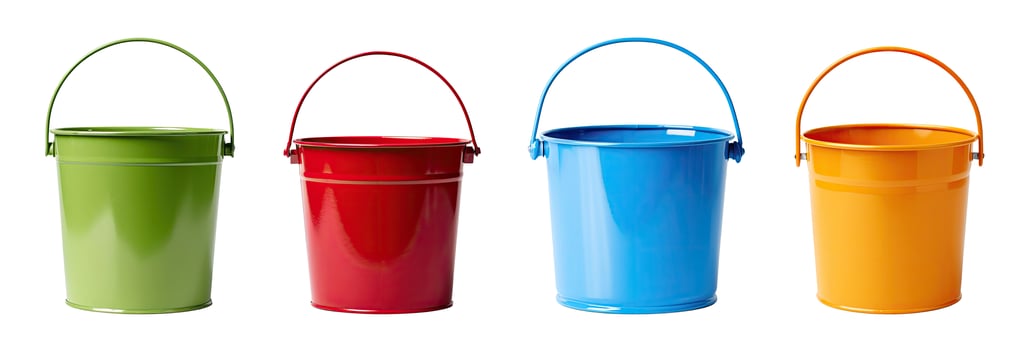 Buckets, Isolated on White photo