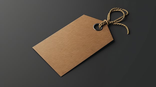 Blank brown paper tag with string mockup photo