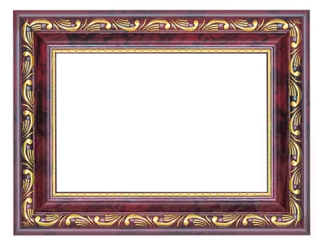 Purple picture frame with gilded pattern isolated on a white background photo