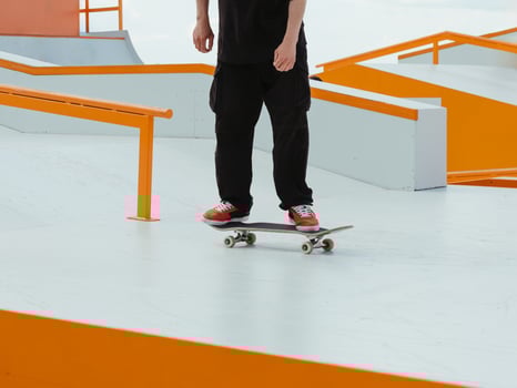 Skateboard Skater Skating in Skate Park Outdoor. photo