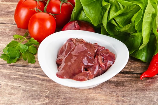Raw chicken liver for cooking photo