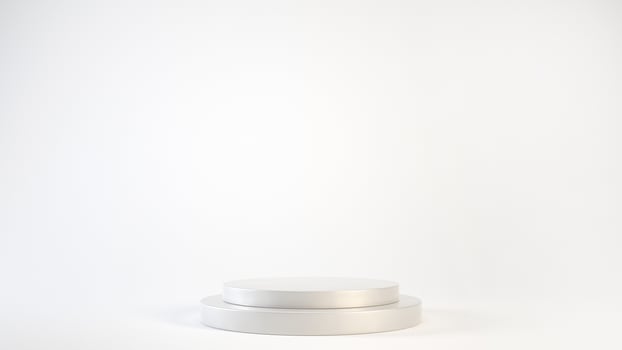 Empty gray podium or pedestal display on white background with cylinder stand concept 3d rendering. photo