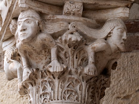 Verona dome cathedral church exterior sculptures detail. Romanesque sculpture attributed to the workshop of Veronese sculptor Brioloto photo
