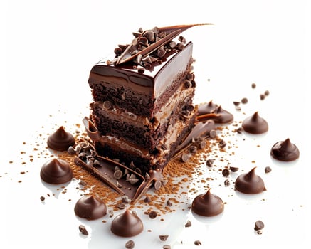 a piece of chocolate cake with chocolate frosting photo