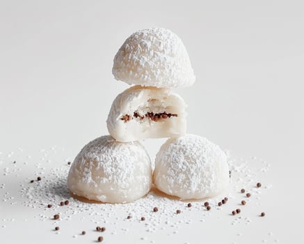 Three White Balls Covered in Powdered Sugar photo